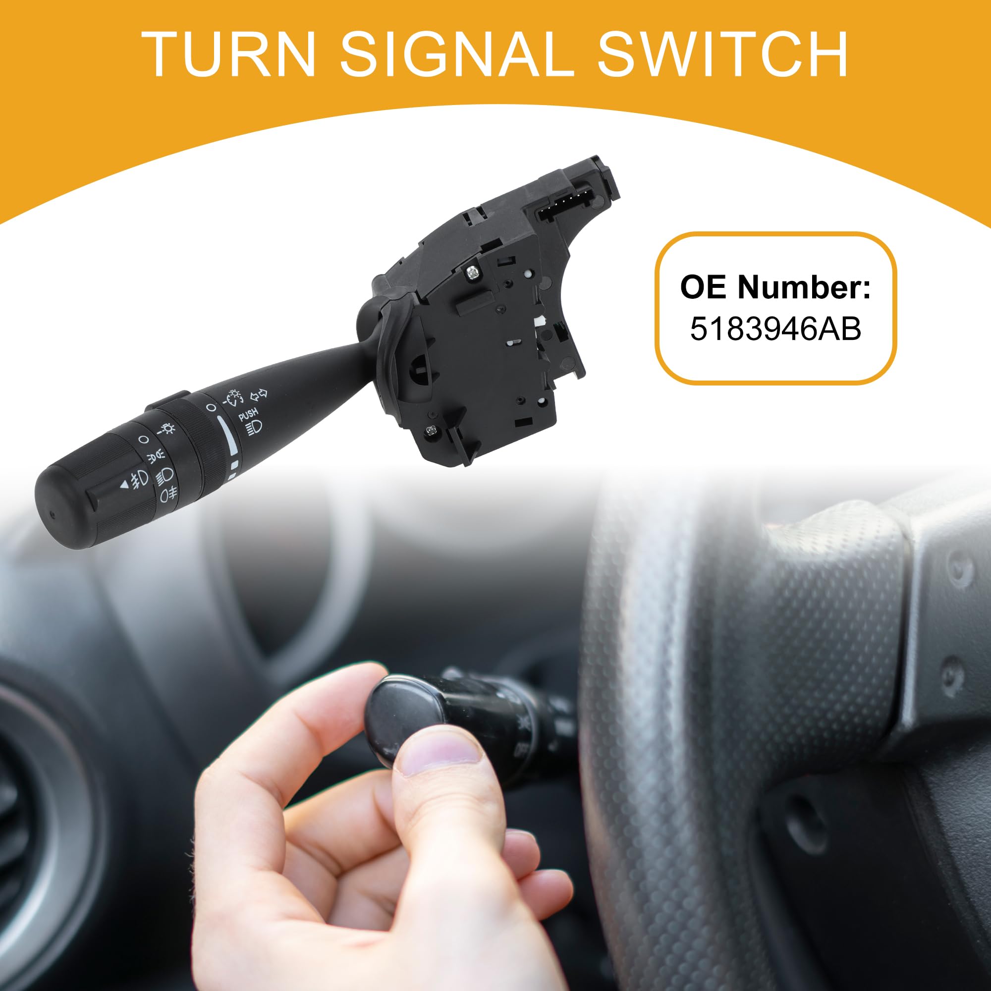 Interruptor De Señal De Giro Para Dodge Avenger 2008-2011 1Pc | Color Negro, Plástico, Oe 5183946Ab, 11 Pines, Delantero, Control De Luces, Para Dodge, Para Jeep, Y Otros