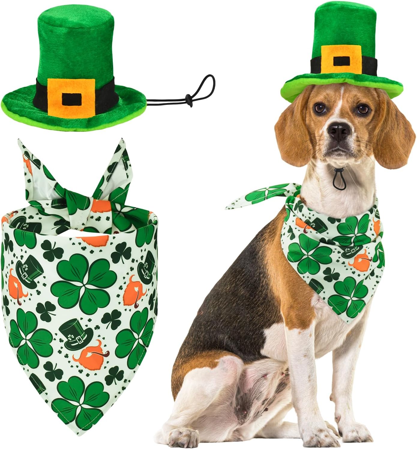 Disfraz de San Patricio para Perro y Gato - Pañuelo y Sombrero Verde