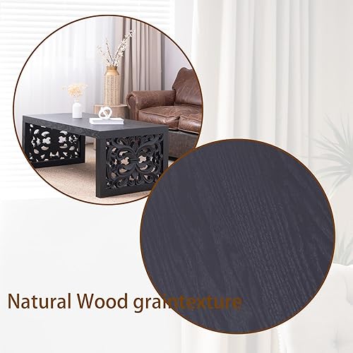 Miniatura 87 de SSLine Mesa de centro rectangular de madera antigua de 45.2 pulgadas para sala de estar, mesas auxiliares de almacenamiento de 2 niveles con patas