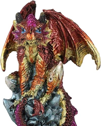 Miniatura 5 de Ebros Gift Fantasía iridiscente meteorito blindado arco iris blindado dragón girando posado en prisma de cristal sintético, figura de calabozos,