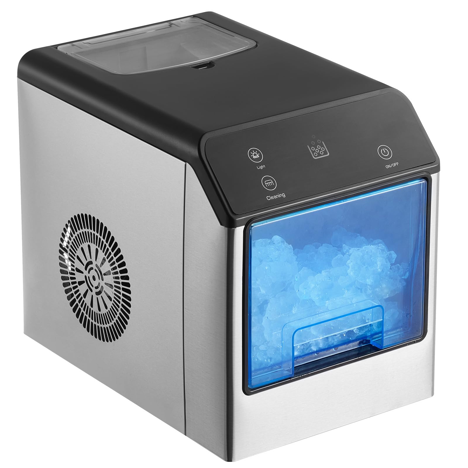 Happybuy Nugget Ice Maker - 33lbs Daily Output! Self - Cleaning, Chewable Ice. Comes with Scoop & Tray. Stainless Steel, Ideal for Home, Kitchen, Office​ | Fridge.com