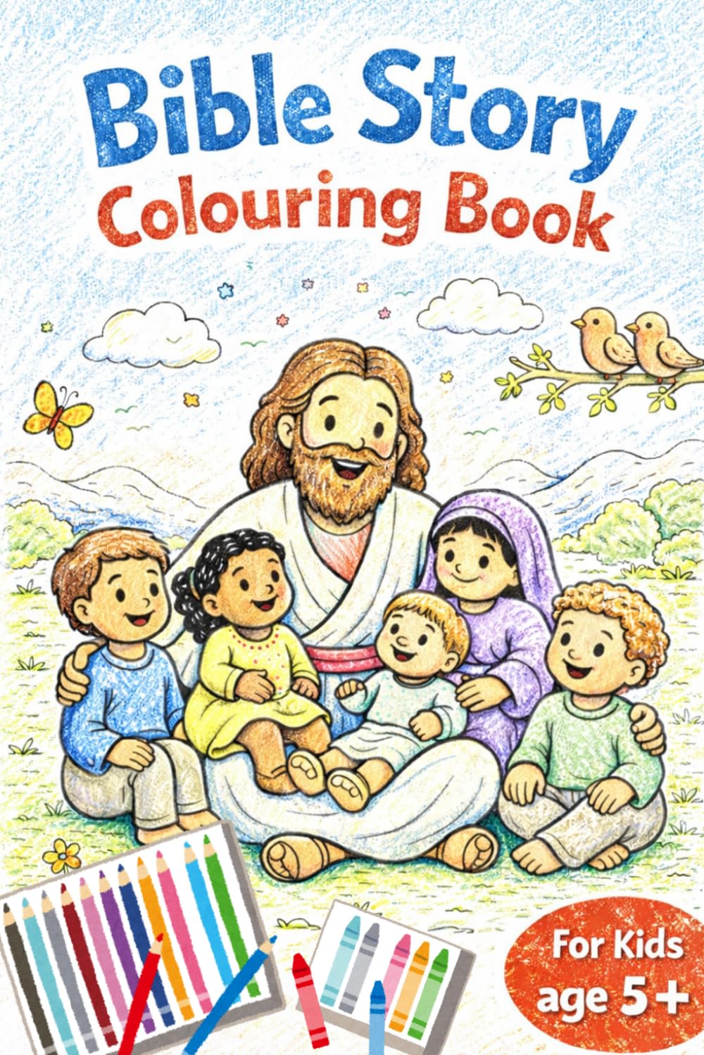Bible story colouring book (20 colouring pages): for kids ages 5 and above (Travel Size Bible Colouring Series for kids)