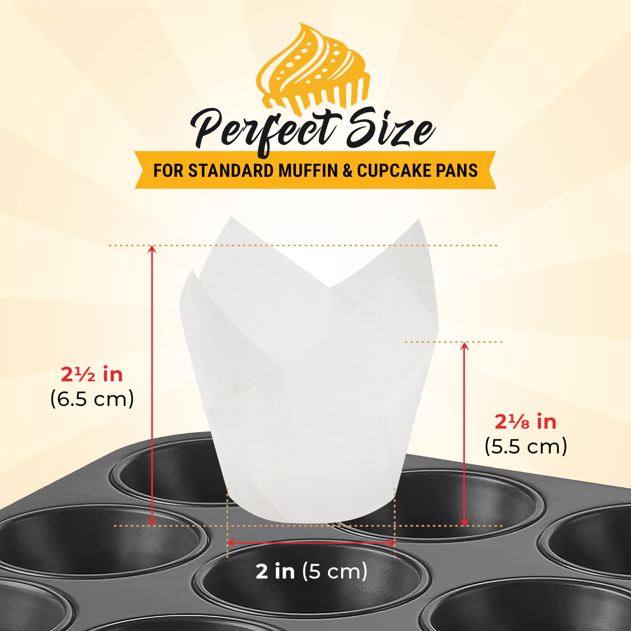 Tulip Cupcake Liners, Muffin Liners for Baking by Baker’s Signature – 200pcs of Parchment Paper Cups Cupcake Wrappers – Perfect Size, Sturdy, Greaseproof & Easy to Use – Wedding Decor – All White