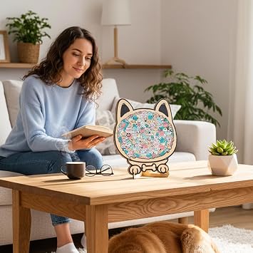 KAAYEE Dog Wooden Puzzle,100 Piece Macaron-Colored Dog Shaped Wooden Jigsaw Puzzle,Framed by Adorable Dogs Outline,Animal Shape Irregular, Gift for Lovers, Christmas & Family Game (B)