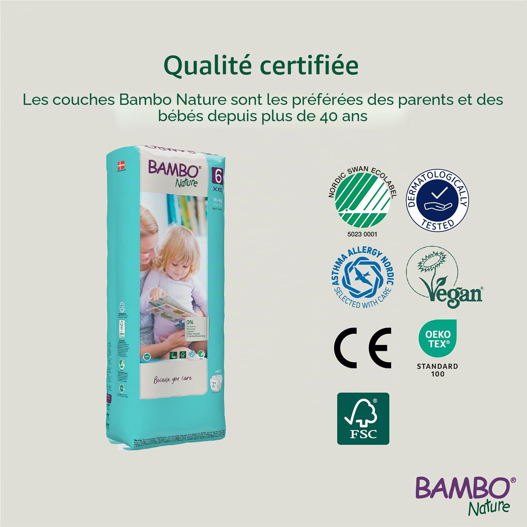 Bambo Nature Couches écologiques de qualité supérieure, couches durables étiquetées écologiques, protection améliorée contre les fuites, couches sûres et confortables pour bébé, sûres et confortables