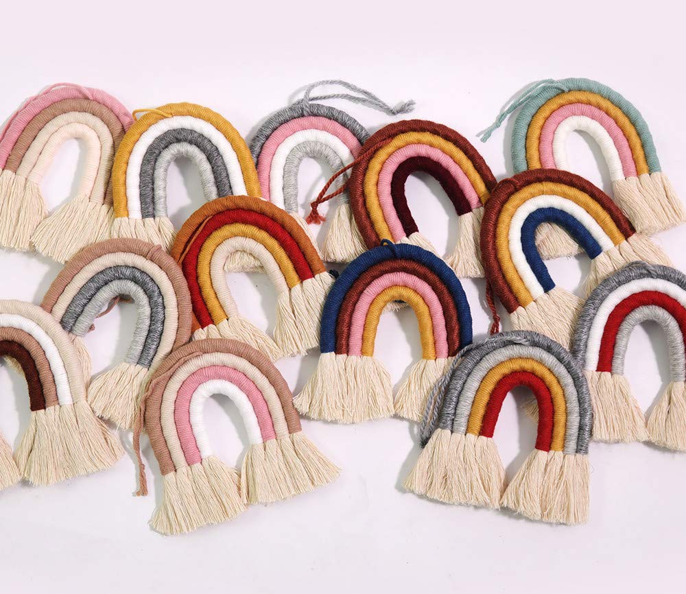 Décoration Murale Macramé Arc-en-ciel Pour Chambre D'enfant - Fait Main En Fil, 25x30 Cm - Style Bohème