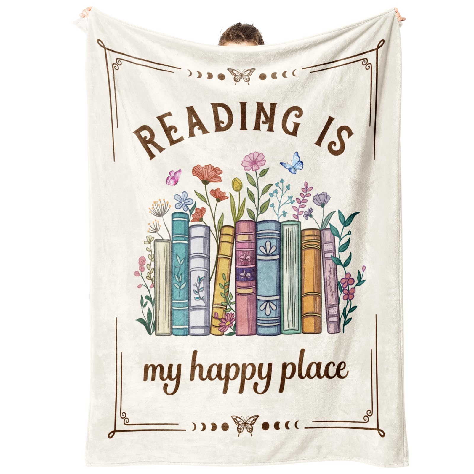 Book Lovers Gifts, Reading Blanket Gifts for Book Lovers, Unique Bookish Presents for Reader Bookworm on Birthday Christmas Soft Flannel Throw Blanket 60"x50"