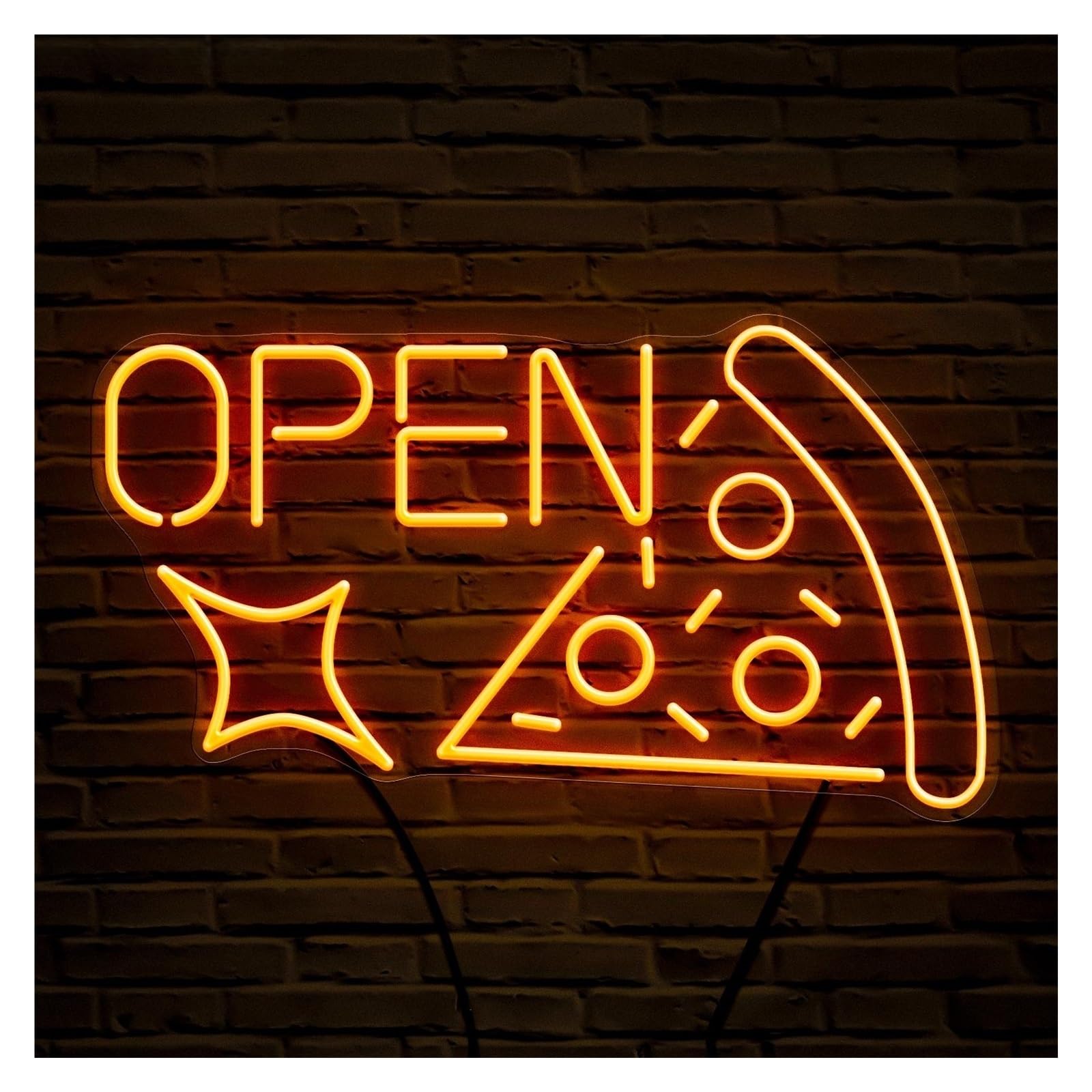 Hanging Art Neon Signs Pizza OPEN Neon Sign, Suitable For Fast Food Shop Decor With Brightness Adjustable 50cm(A)