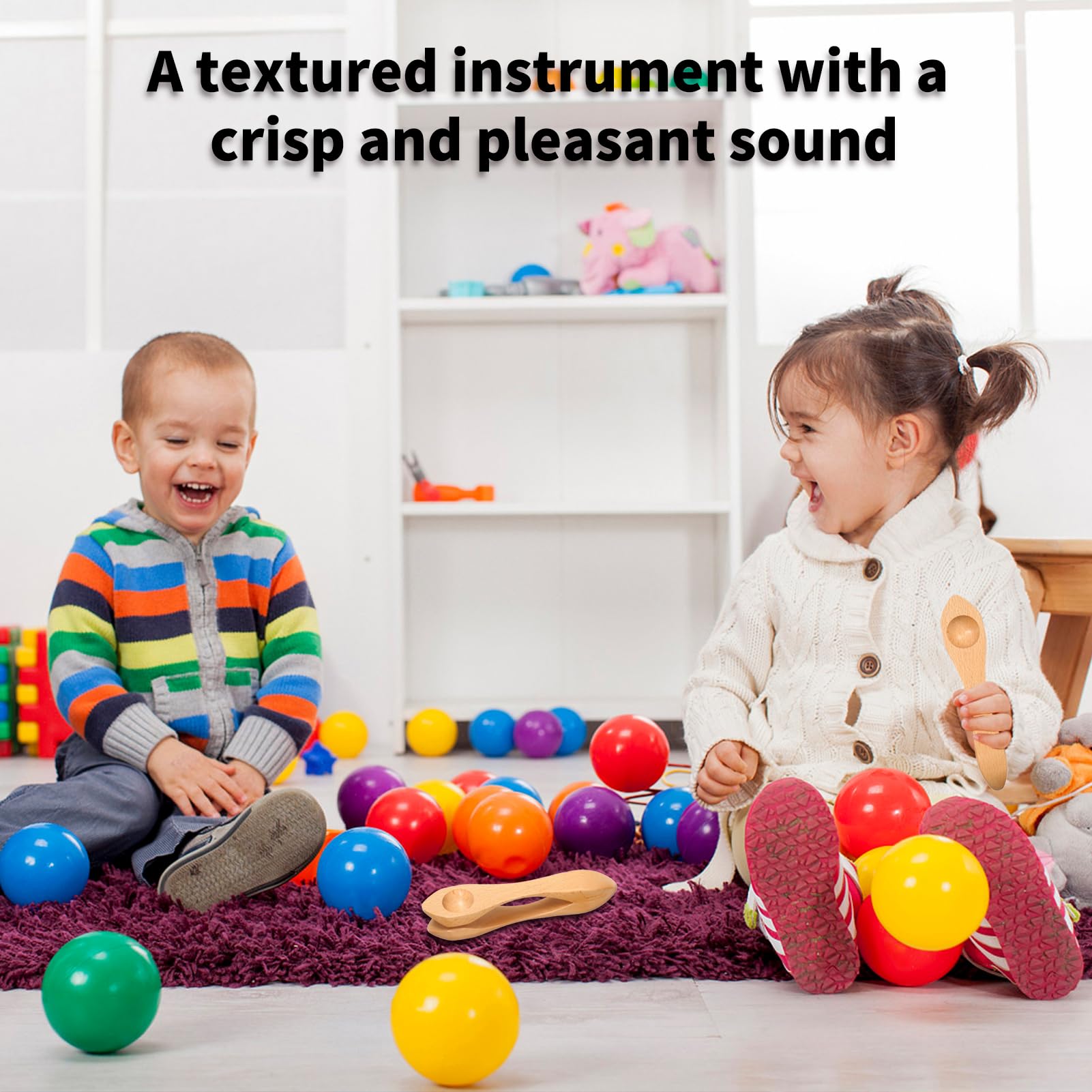 COMETX Musiklöffel aus Holz, Musiklöffel, Volks-Percussion-Instrument, Naturholz, Volksklang, traditionelle Percussion-Löffel, tolles Geschenk für Erwachsene