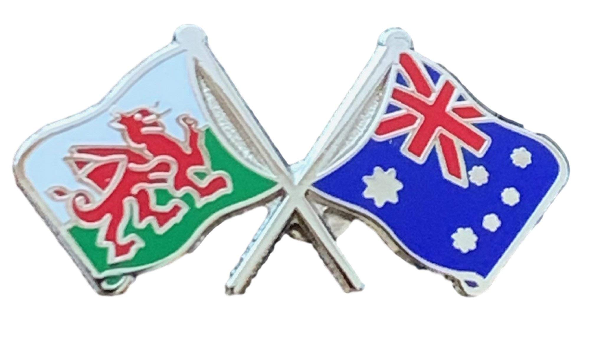Wales & Australia Flags Friendship Courtesy Enamel Lapel Pin Badge T070