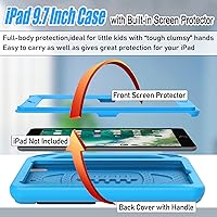 Vista 2 de LTROP Funda para niños para iPad de 6ª/5ª generación (2018/2017), iPad de 9.7 pulgadas, funda para iPad Air 2 para niños, protector de pantalla Azul