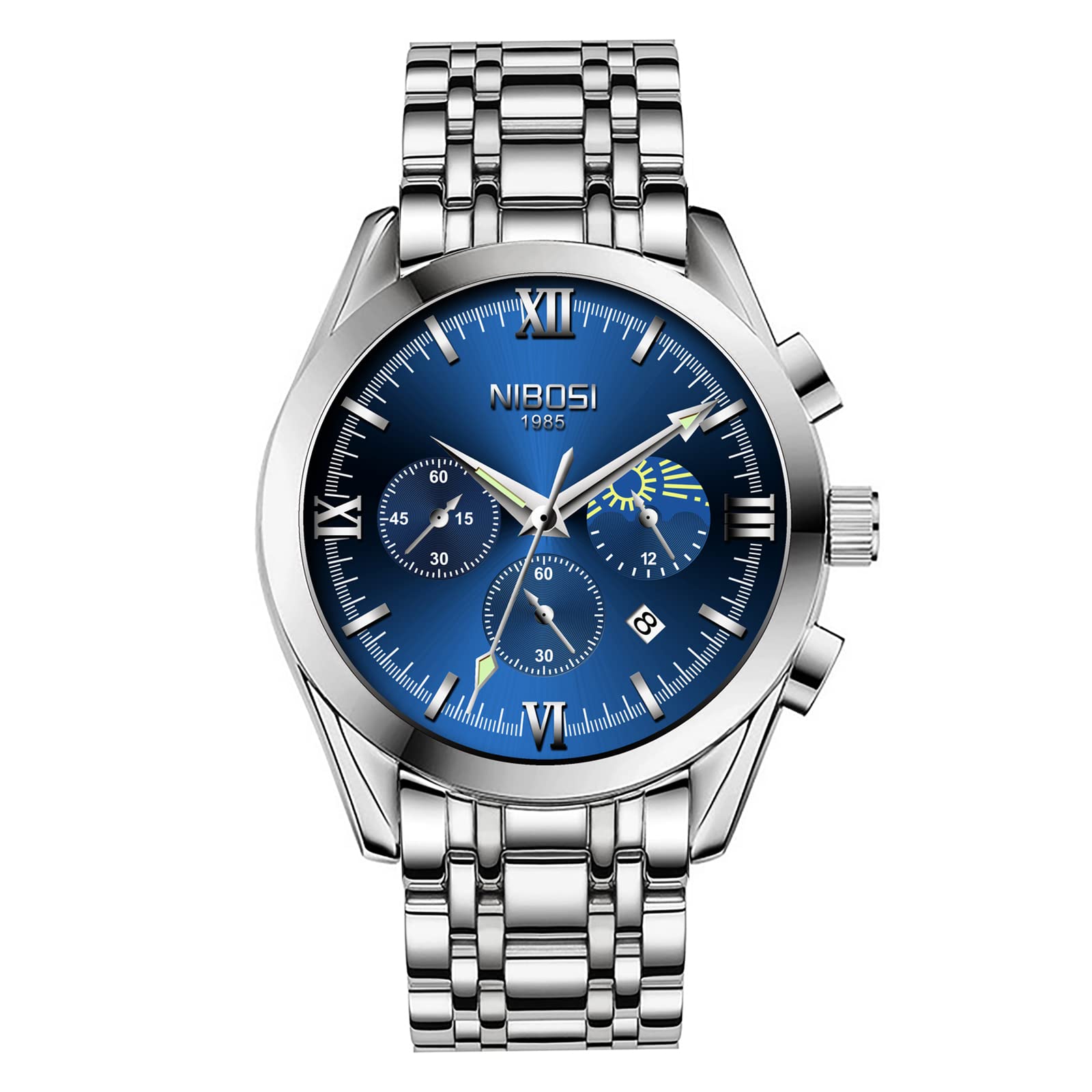 – Men's Watches Analog Chronograph Black Dial Watches for Men Business Quartz Casual Wrist Watches with Brown Leather Strap Calendar