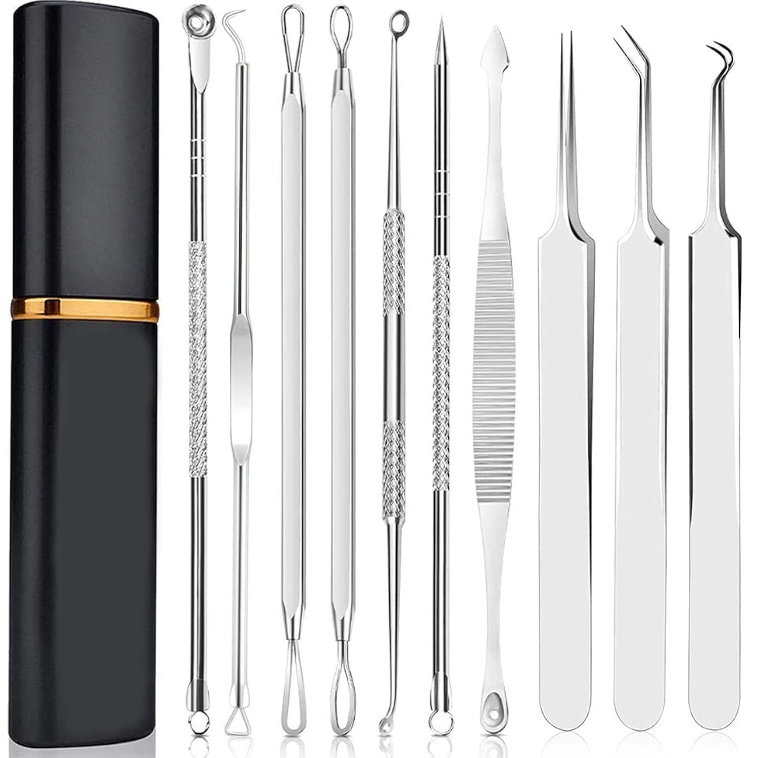 AquaFalcon Pimple Popper Tool Kit - 10 Pcs Blackhead Remover Comedone Extractor Kit with Box for Quick and Easy Removal of Pimples, Blackheads, Zit Removing, Forehead,Facial and Nose