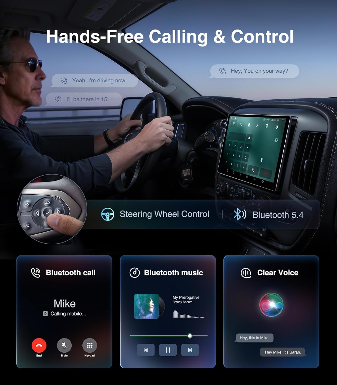11.5" 8core 4G+64G Car Radio for GMC Sierra Chevy Silverado 2014-2018 | 5G WiFi 6 Bluetooth 5.4 Carplay/Android Auto/GPS/AM FM Radio/1080P SWC/Backup Camera Upgrade Stereo Head Unit Replacement thumbnail