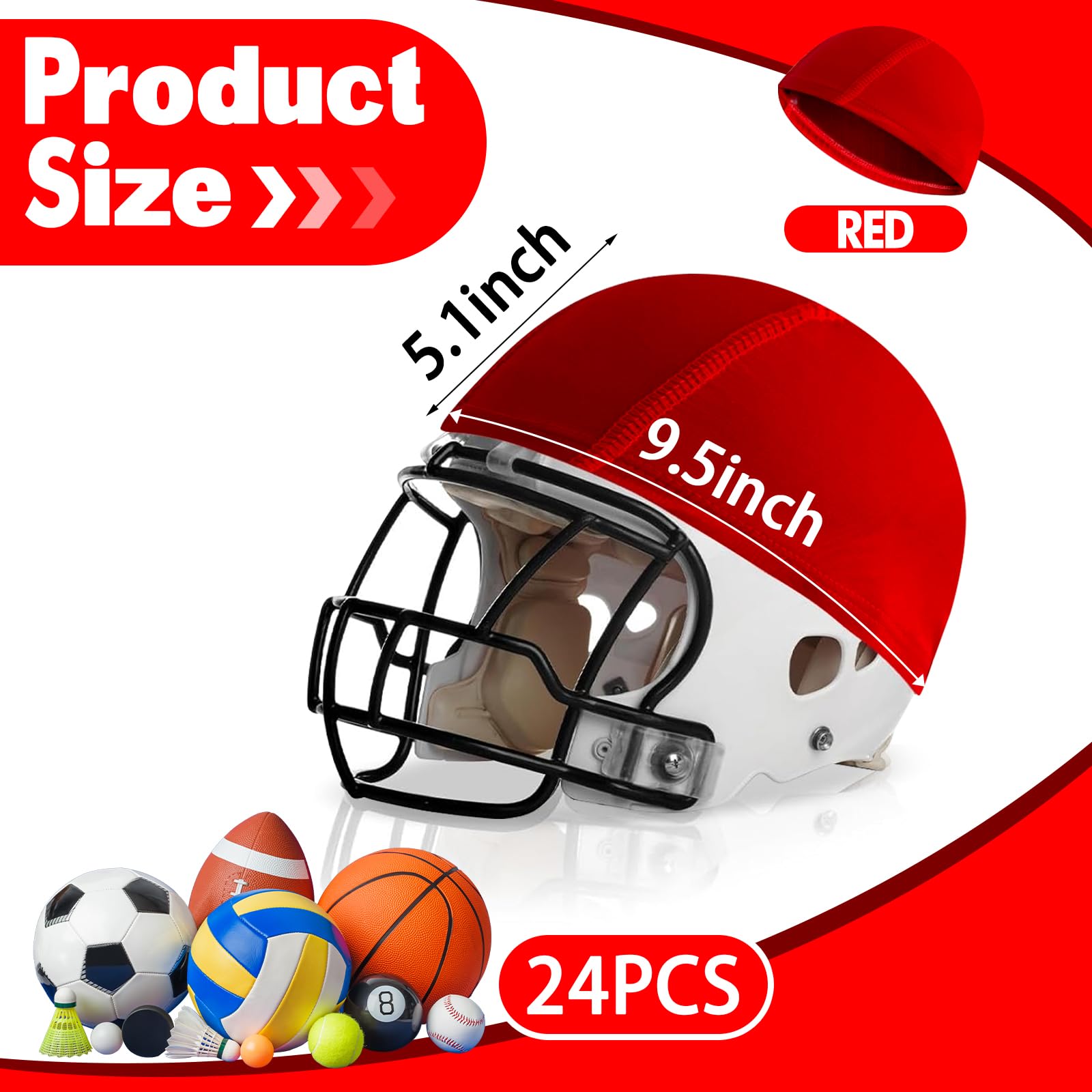24 Pieces Scrimmage Helmet Cover Football Helmet Cap Youth Sports Helmet Covers for Lacrosse Hockey Practice Training, Red