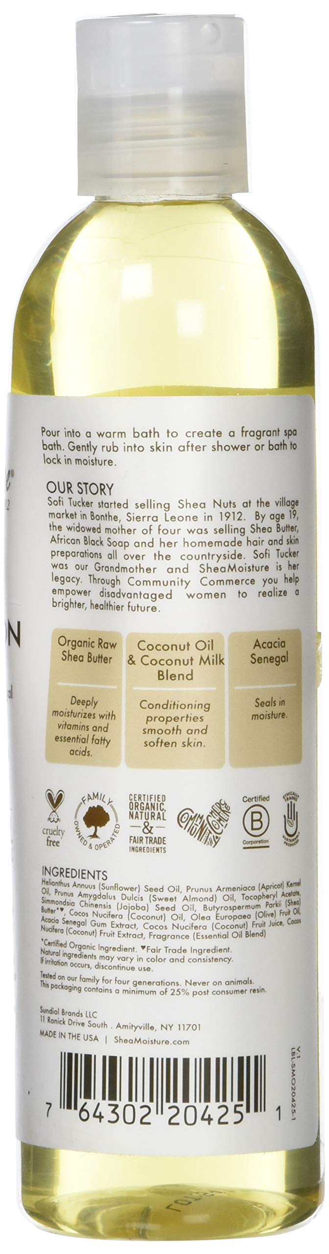 Shea Moisture%100 Virgin Hindistan Cevizi Yağı Günlük Hidrasyon Vücut Yağı, 8 Ounce