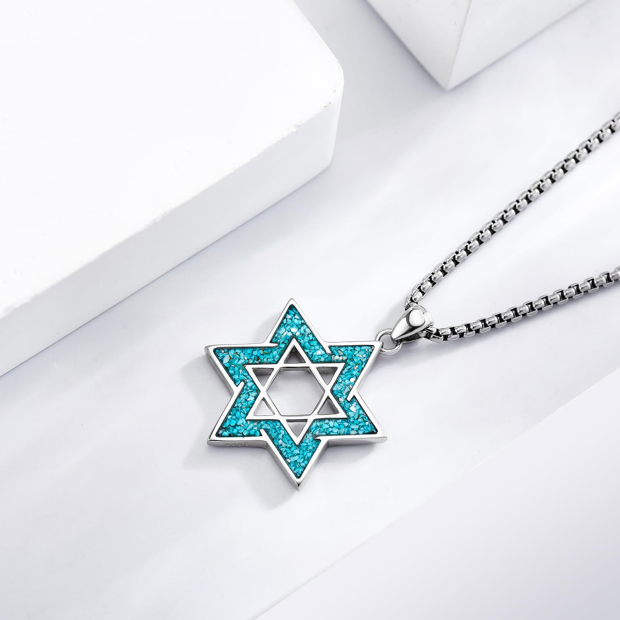 Collana con stella di David, in argento Sterling con stella di ebraico, idea regalo per uomini
