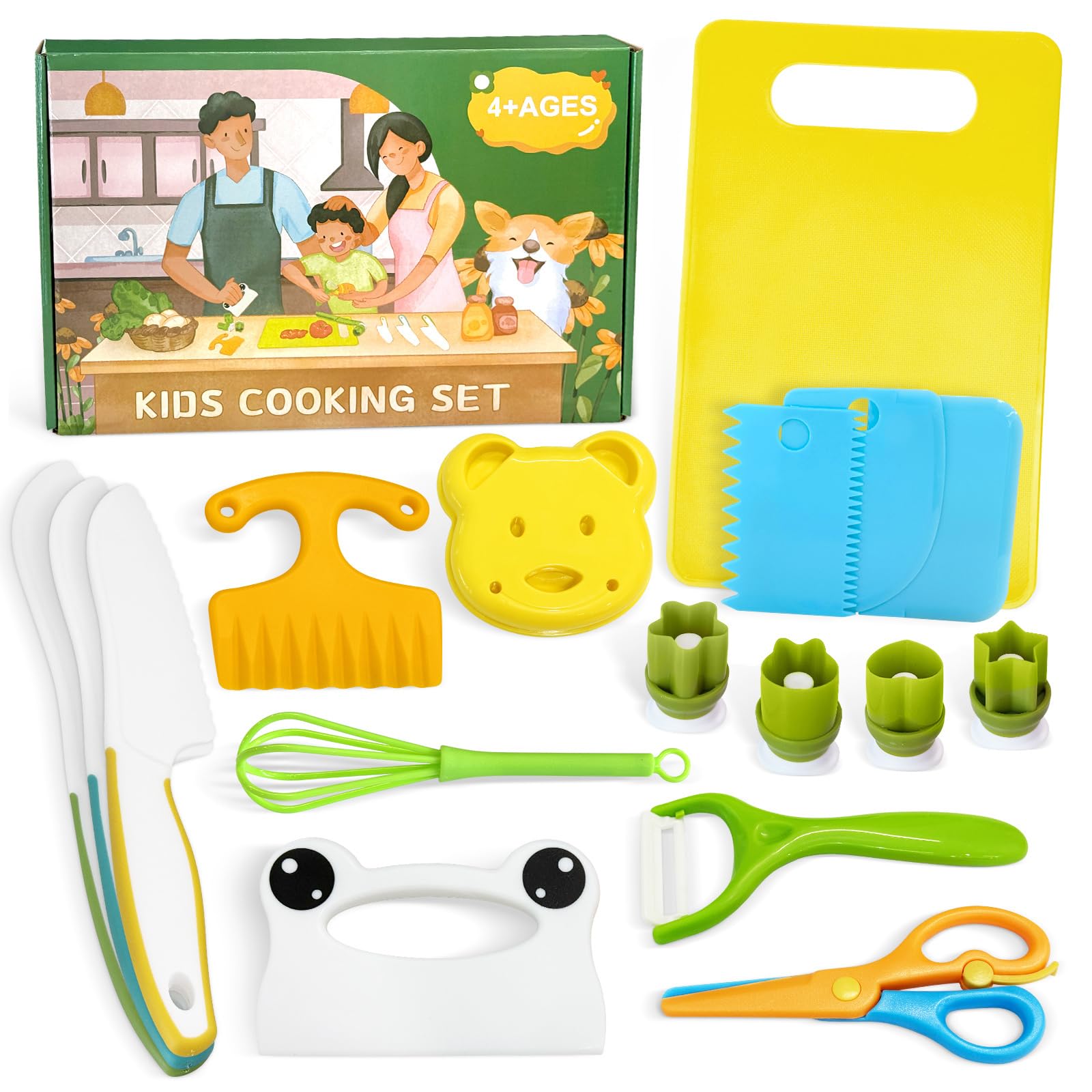 17 Pcs Kids Knife Set for Real Cooking Safe Kitchen Tools for Ages 4+