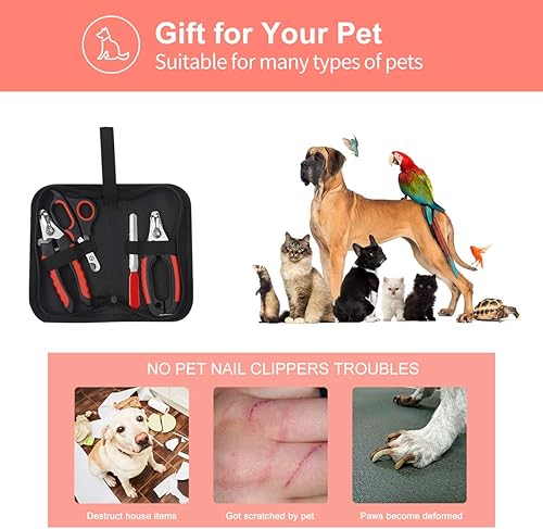 Miniatura 6 de Juego de cortaúñas para perro, protector de seguridad rápido para evitar cortes excesivos, cuchillas afiladas de acero inoxidable, asas