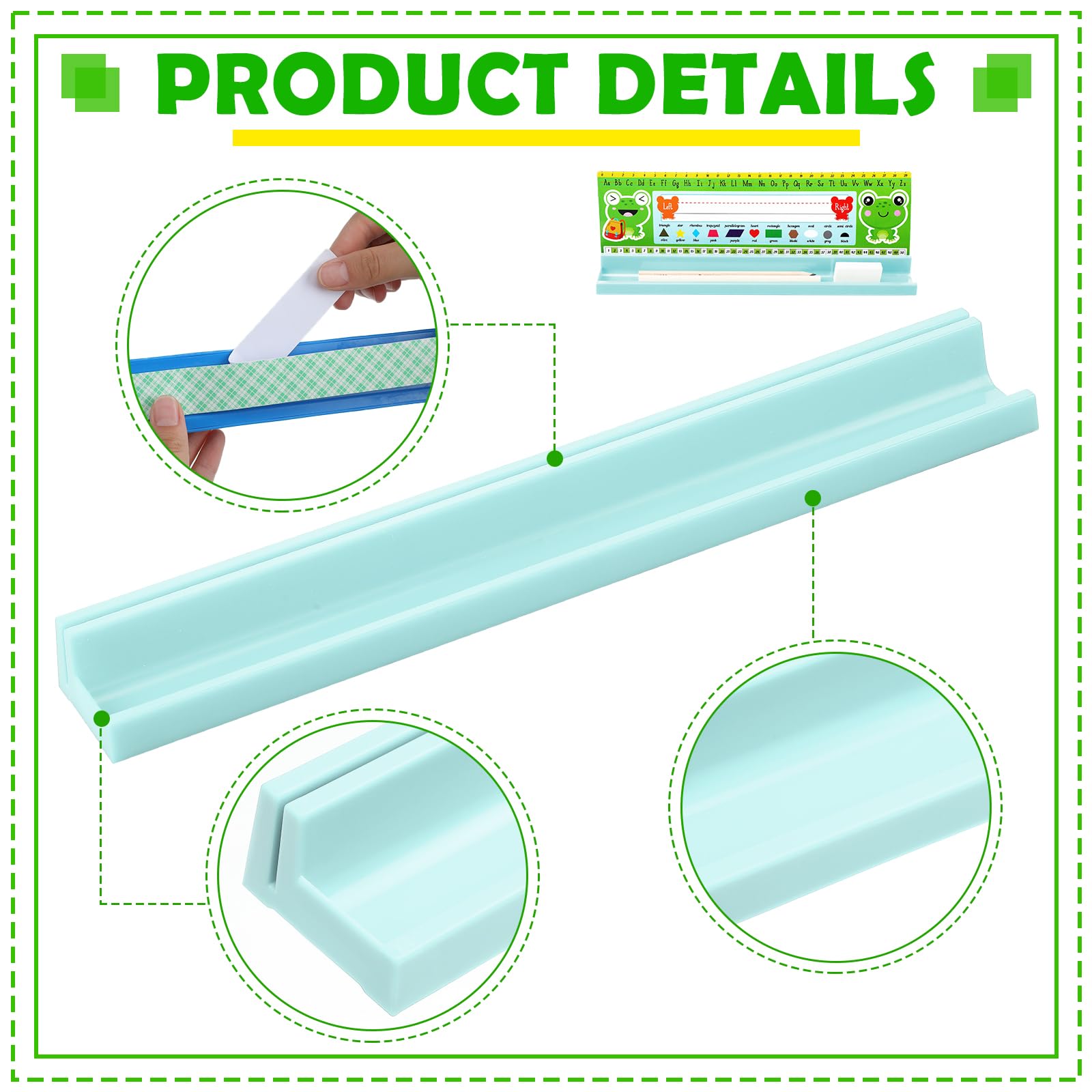 Jetec 24 soportes para placa de nombre de 1.5 x 12 x 1 pulgadas, soporte adhesivo y extraíble para placa de identificación con soporte para bolígrafo y adhesivo trasero para exhibición de escritorio