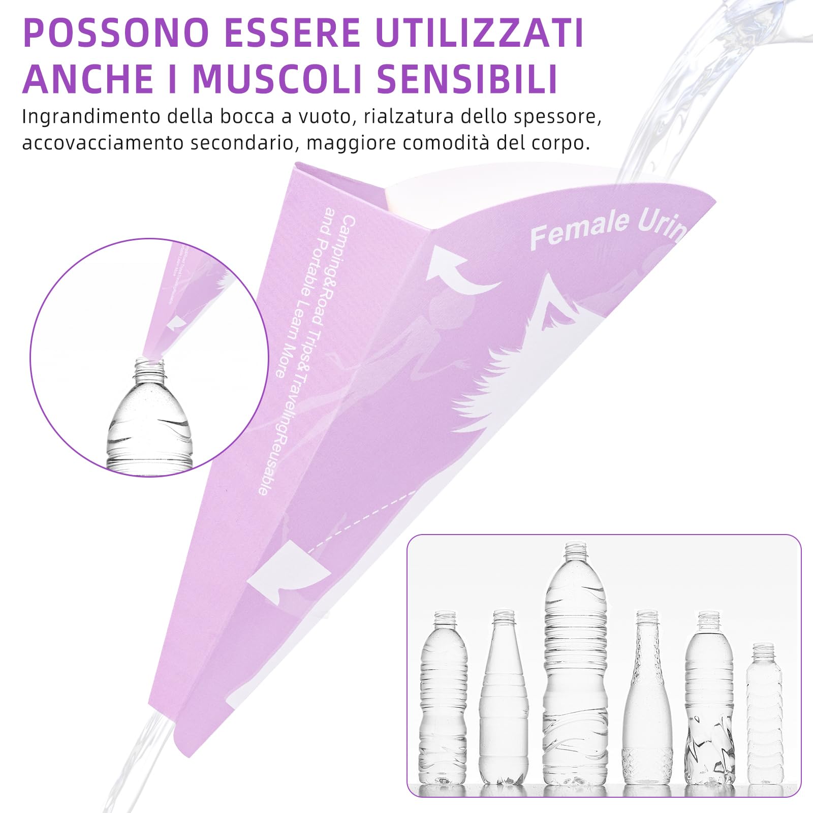 Pipilotta Femminile Urinella per Donne 30 Pezzi Coni per Pipi USA e Getta da Viaggio Campingklo