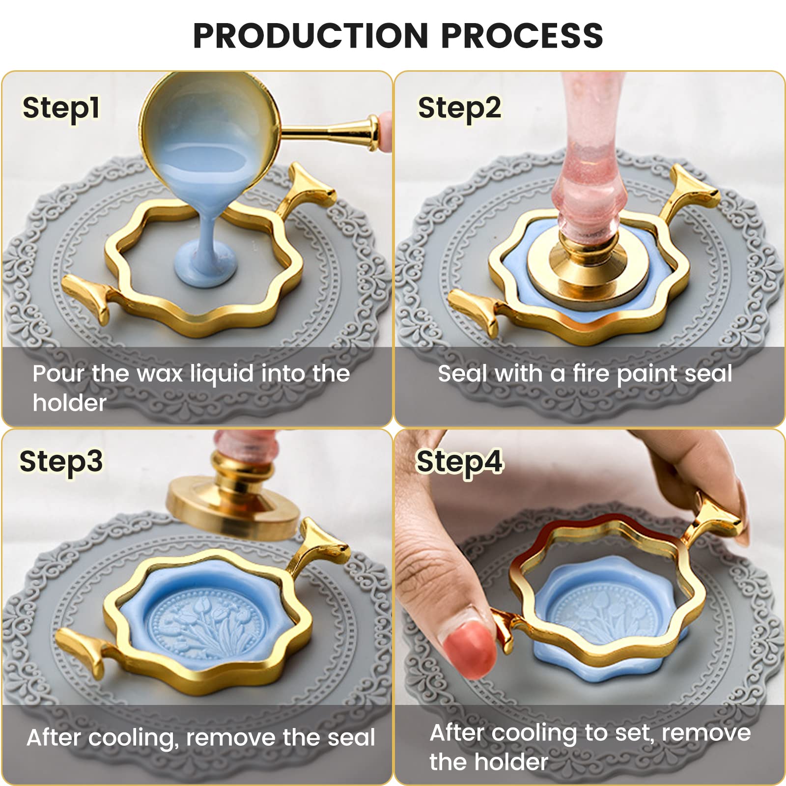 Moldes de sello de cera de metal para sellos de cera de 1 pulgada, forma de flor redonda estrella de ocho puntas, para invitaciones de boda, álbumes de recortes, sobres tarjetas de felicitación,