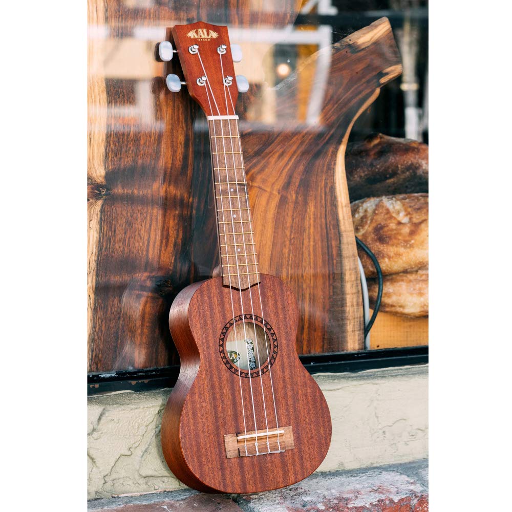 Kala KA-15S Ukulele Satin Mahogany Soprano Bundle with a Ukulele Tote Bag, Tuner, and Lumintrail Polishing Cloth - Image 6