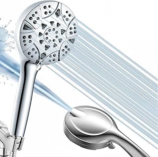 High Pressure Handheld Shower Head – 10 Spray Modes with Rain & Massage, Anti-Clog Nozzles, Power Rinse for Tile, Soap & Pets, Chrome Finish, Easy Installation