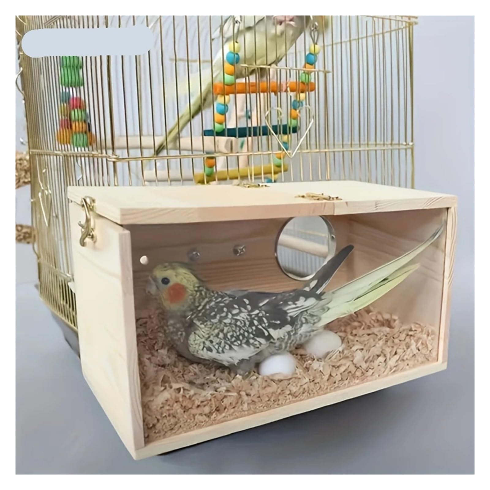 Nistkasten Holz Vogelhaus Nest Vögel Zucht Box Vogel Papagei Dekorative Käfige Haustier Zubehör Hause Balkon Dekoration(M)