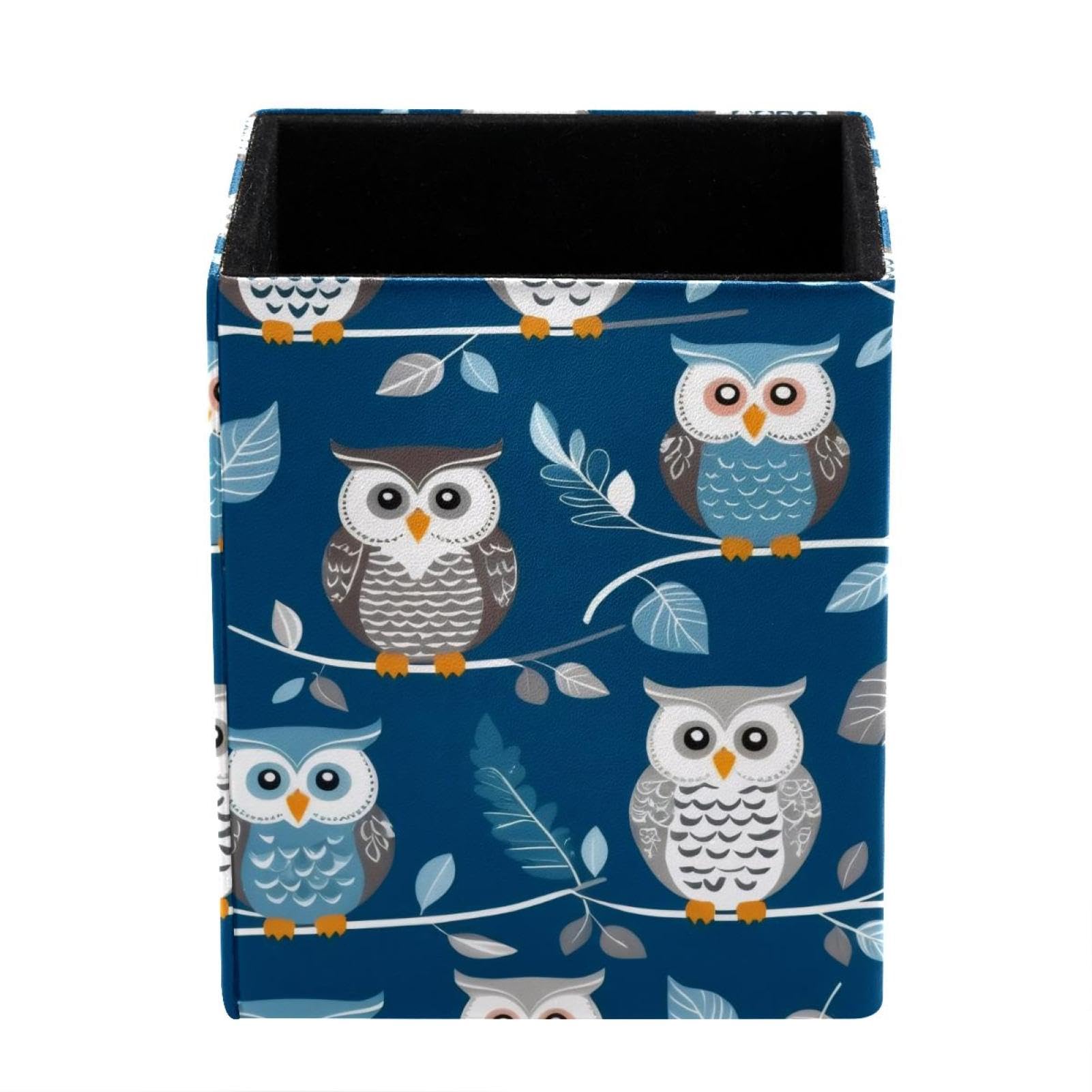 FWJZDSP Pen Pencil Holder for Desk, Owls Leaves Desk Pen Organizer Desktop Supplies and Accessories for Women Girls, Pen Cup Pencil Caddy for Office Home Art Supply