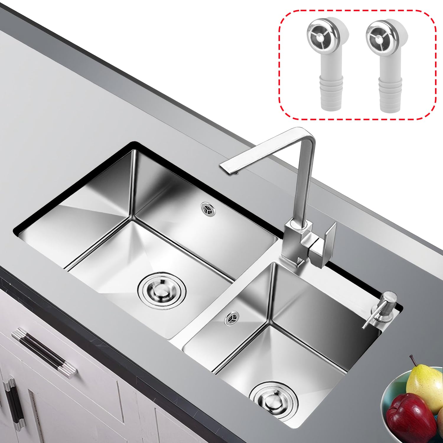 Qrity 2 Pieces Sink Overflow Head 36 x 36mm Round Interface, Wash Basin Overflow Head for Stainless Steel Sinks - Image 4
