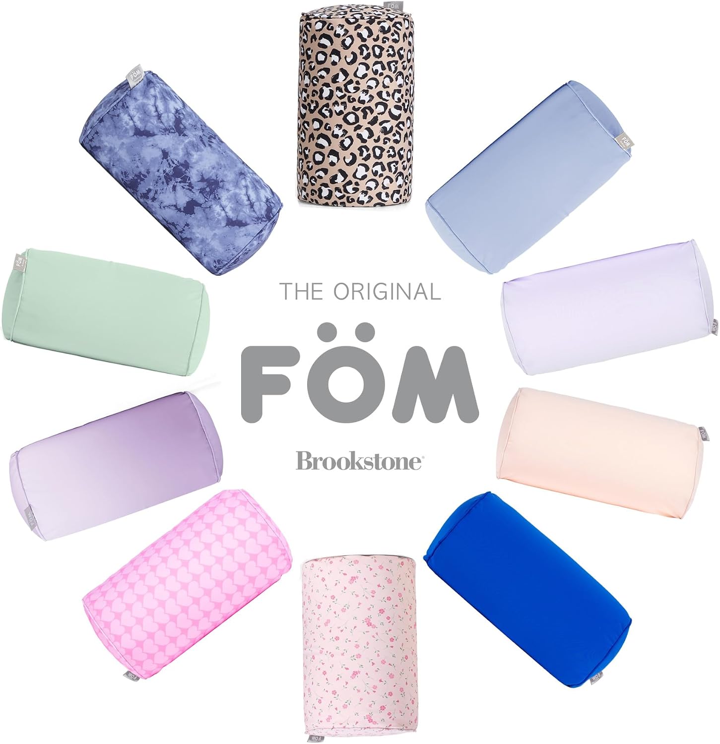 Brookstone Squishy FOM Cushion Pillow - The Original Stretchy, Comfy, Colorful Pillow for Neck, Lumbar Support, and Bed - for Sleeping, Car, Travel - Small, Light Blue, 12 x 7 Inches