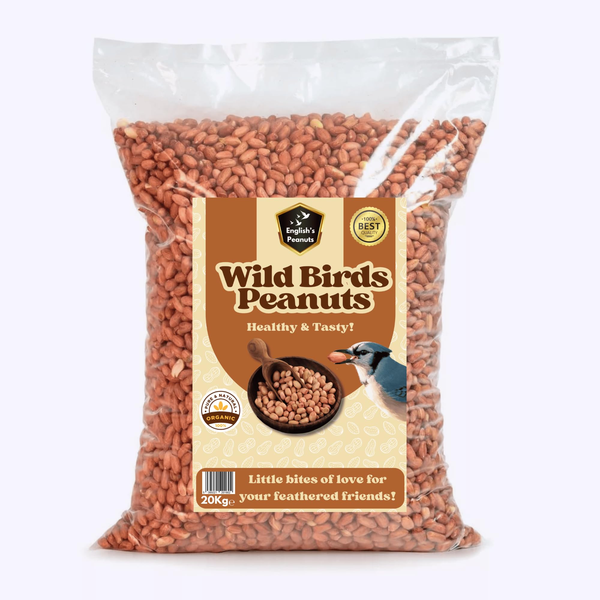 English's Peanuts 20-Kg Bag for Wild Birds – Natural Bird Food for Garden Birds | No Mess High Energy Wild Bird Food | Ideal Nuts for Garden Feeders Bird Nutrition for Backyard Feeding — image 1