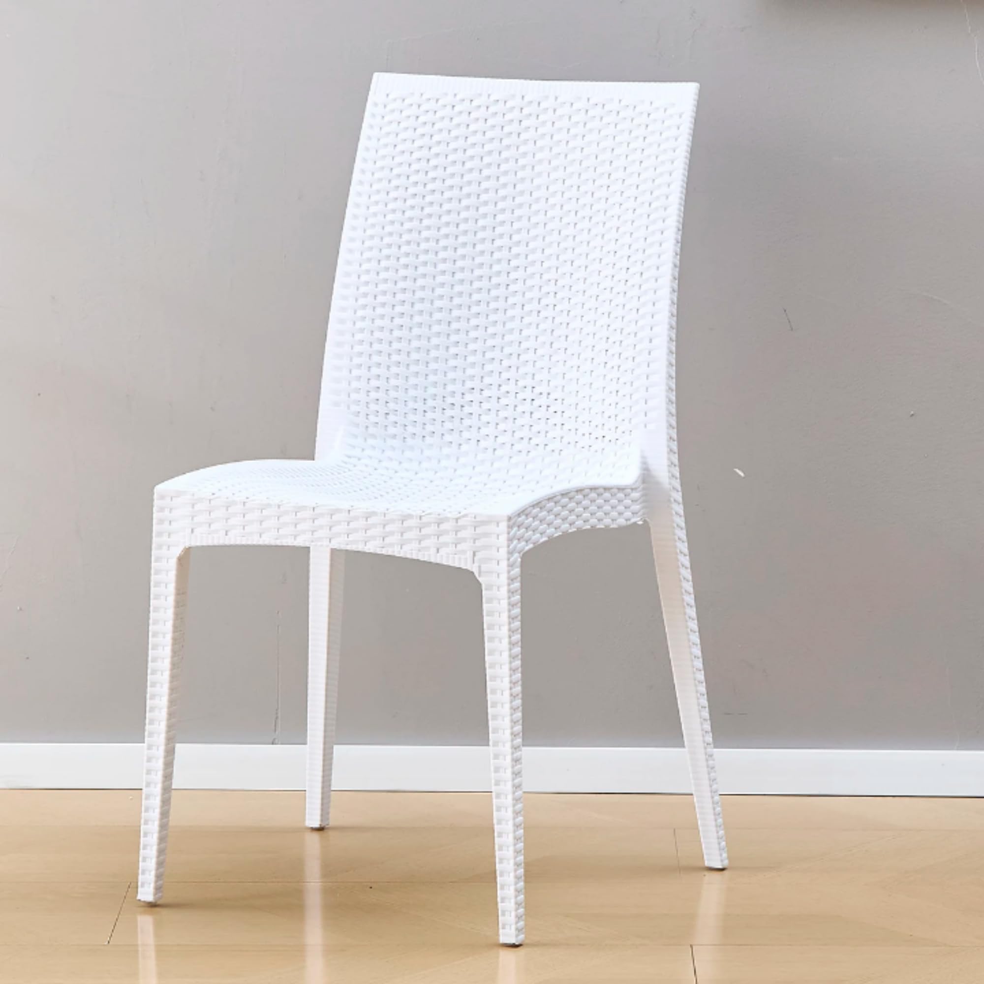 Sedie da giardino effetto rattan plastica resistente impilabili 88 cm Bianco 4
