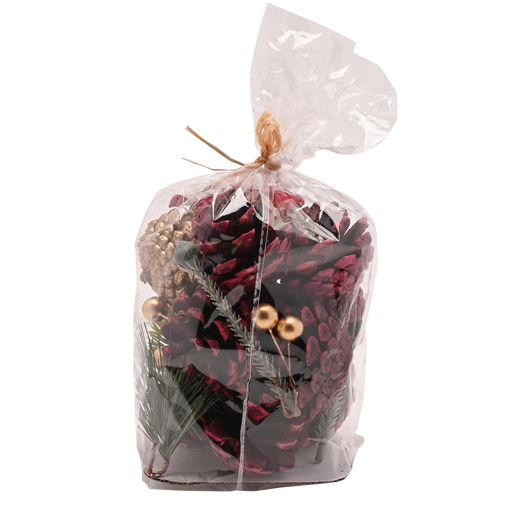 Widdop Regal Tidings Burgundy Foliage Bag – Festive Pine Cones, Faux Berries & Winter Greenery – Christmas Decorative Accessory for Displays & Home Décor