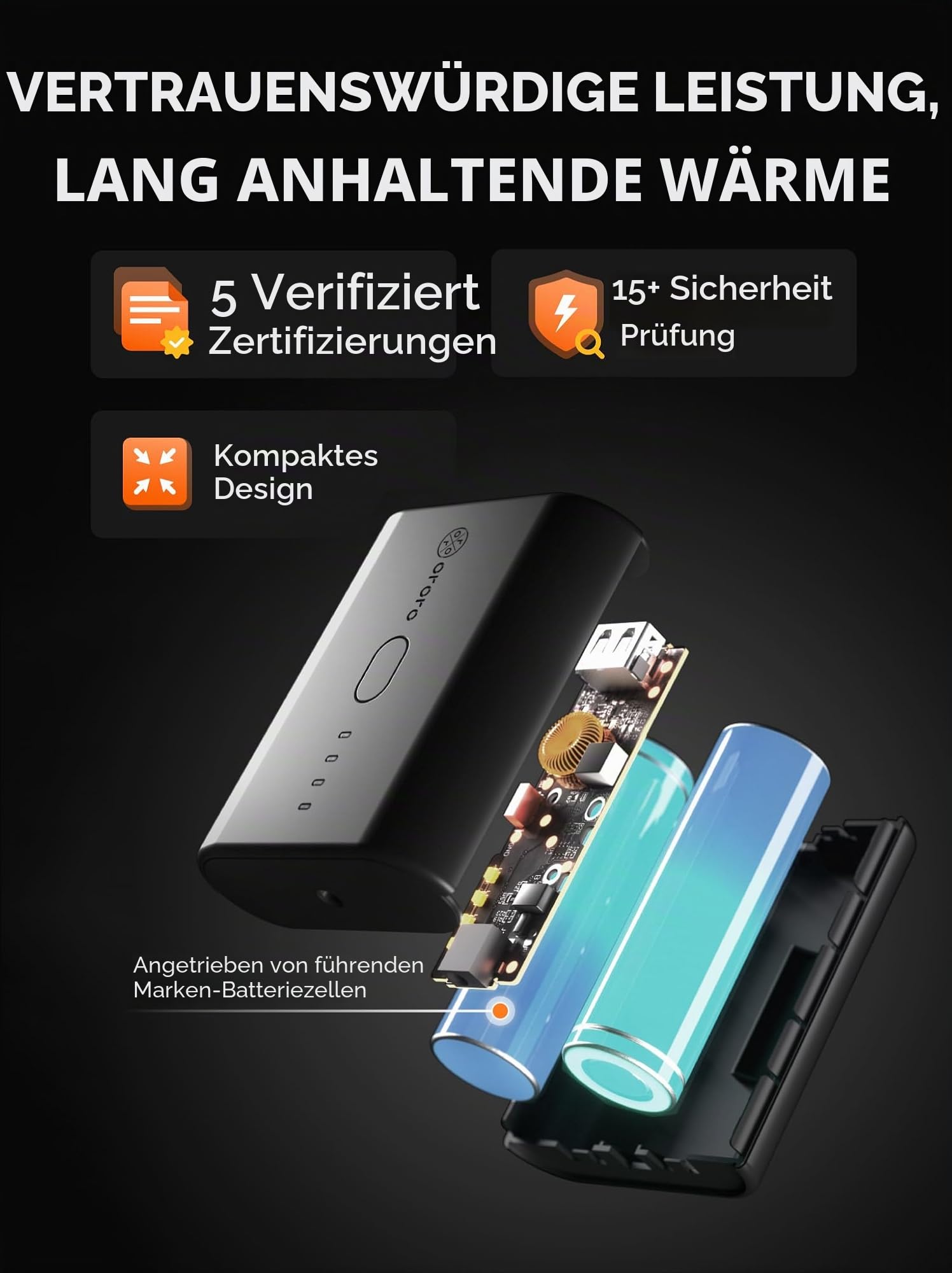ORORO Beheizbare Weste Herren mit Powerbank, Heizweste Herren Bis zu 10 Stunden Wärme - Ladegerät Nicht Enthalten