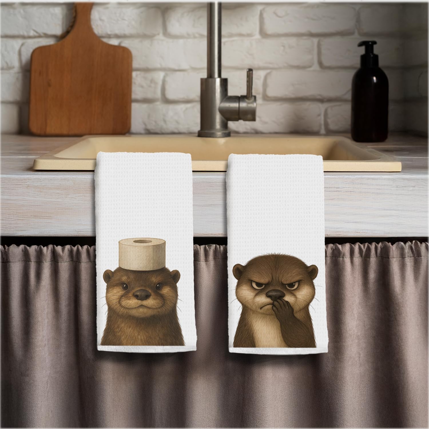 Sea Otter Gifts Bathroom Hand Towels, Otter Bathroom Decor, Ocean Animal Coastal Beach Hand Towels for Bath Room Washroom Toilet Decor, 16x24 Inch Set of 2 - Image 3