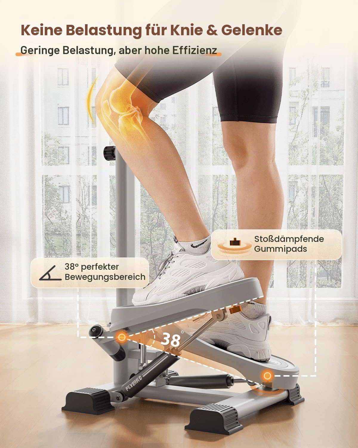 FLYBIRD Exercise Stair Stepper für Zuhause, professioneller Twist-Stepper mit Widerstandsband, 150-160 kg Tragfähigkeit, Heim-Cardio-Übung für Hüftenextension, Beintraining, Geeignet für Männer/Frauen