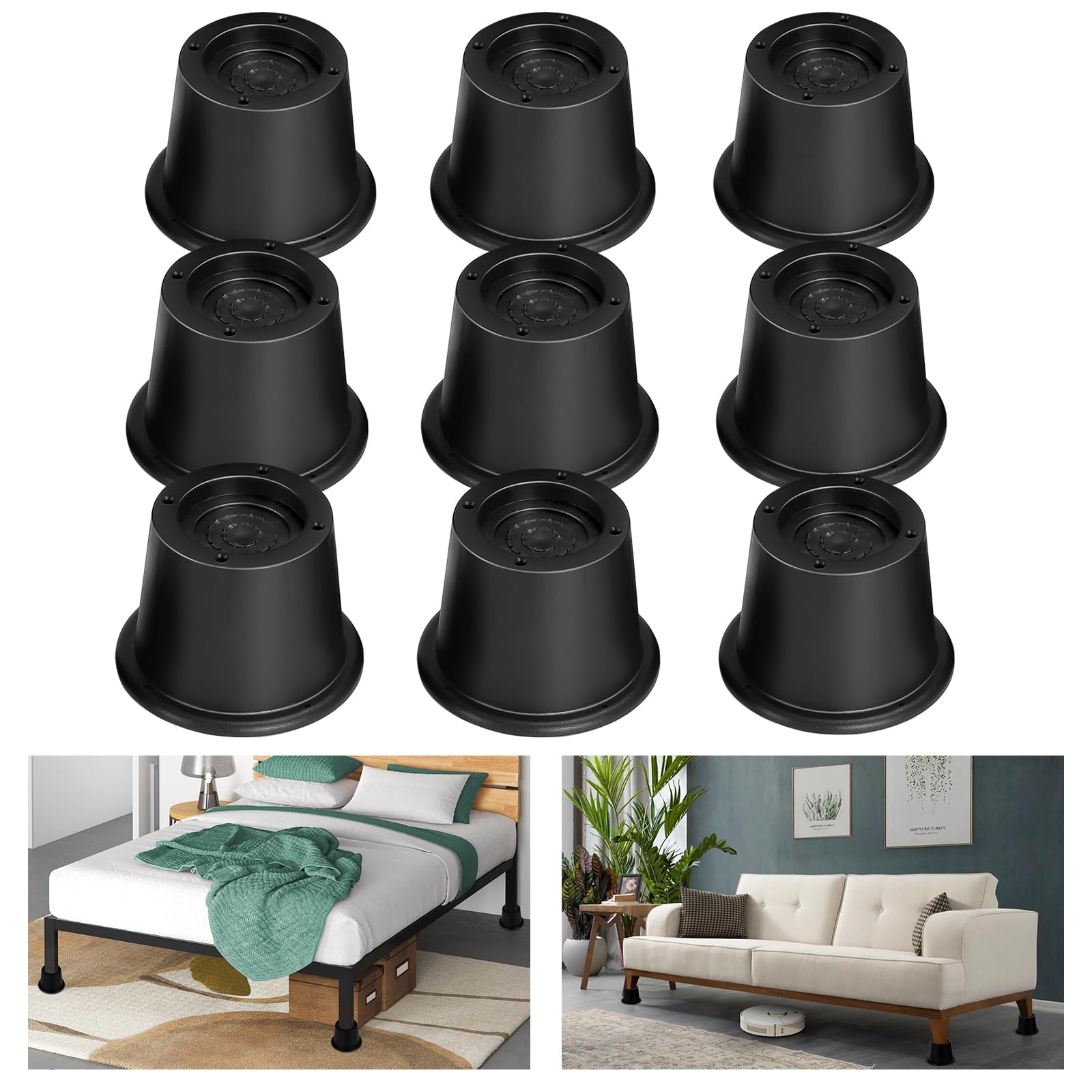Amazon.com: shouwuhho Bed Risers 2 inch, 3 Inch, Heavy Duty Round ...