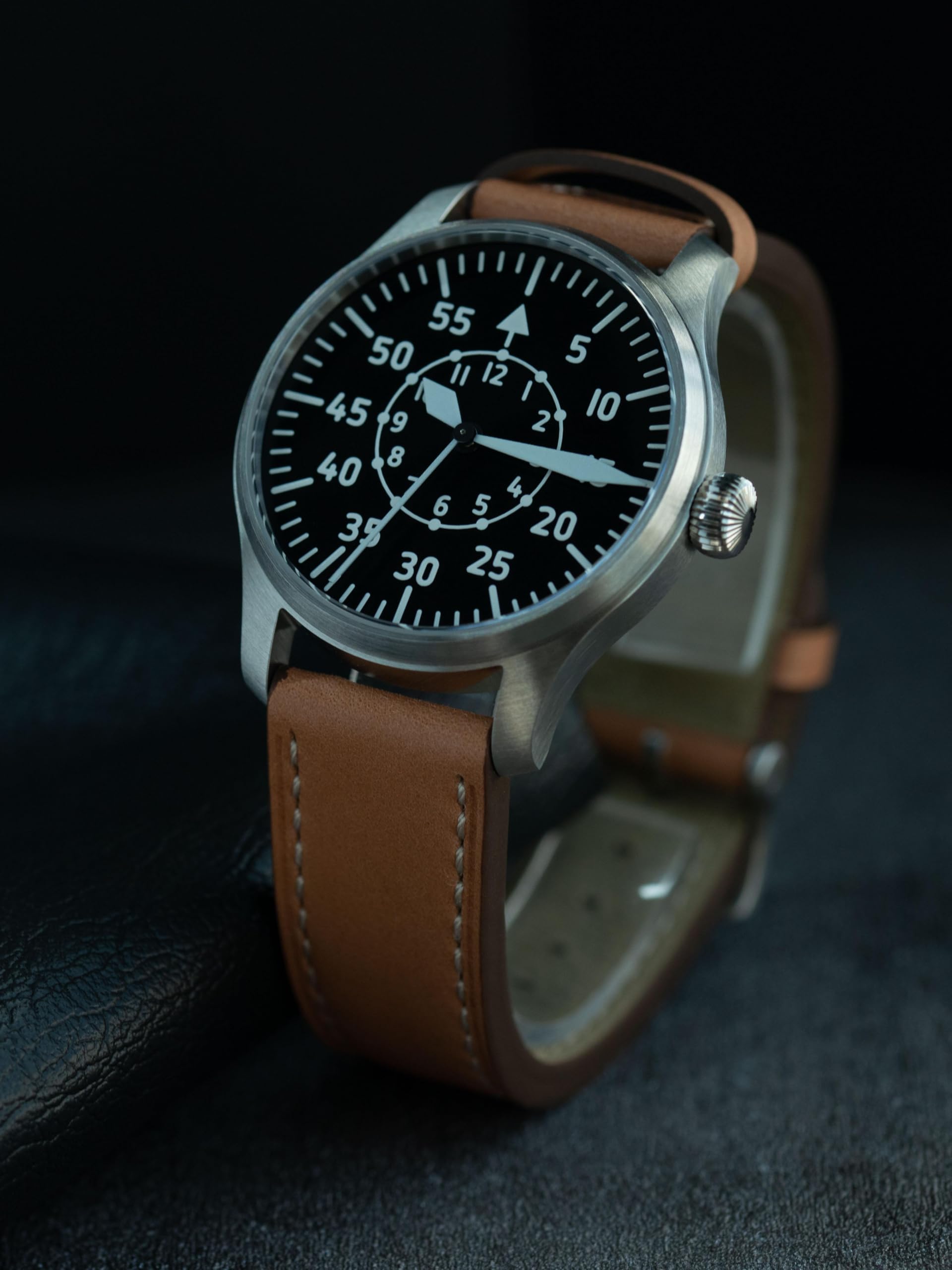 Automatyczny zegarek męski z mechanizmem PT5000, szkło szafirowe 40 mm i BGW-9 lodowy błękit fluorescencyjny, stal nierdzewna 316L, zakręcana korona – klasyczne zegarki pilotowe męskie