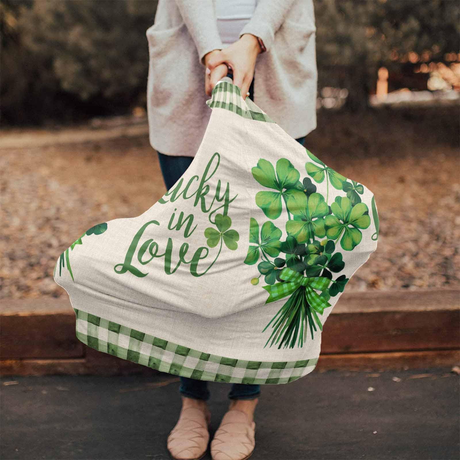 Nursing Cover for Breastfeeding Scarf, Bouquet Lucky in Love St. Patrick's Day Baby Car Covers Super Soft Multi Use for Canopy Shopping Cart Cover Blanket Stroller Cover