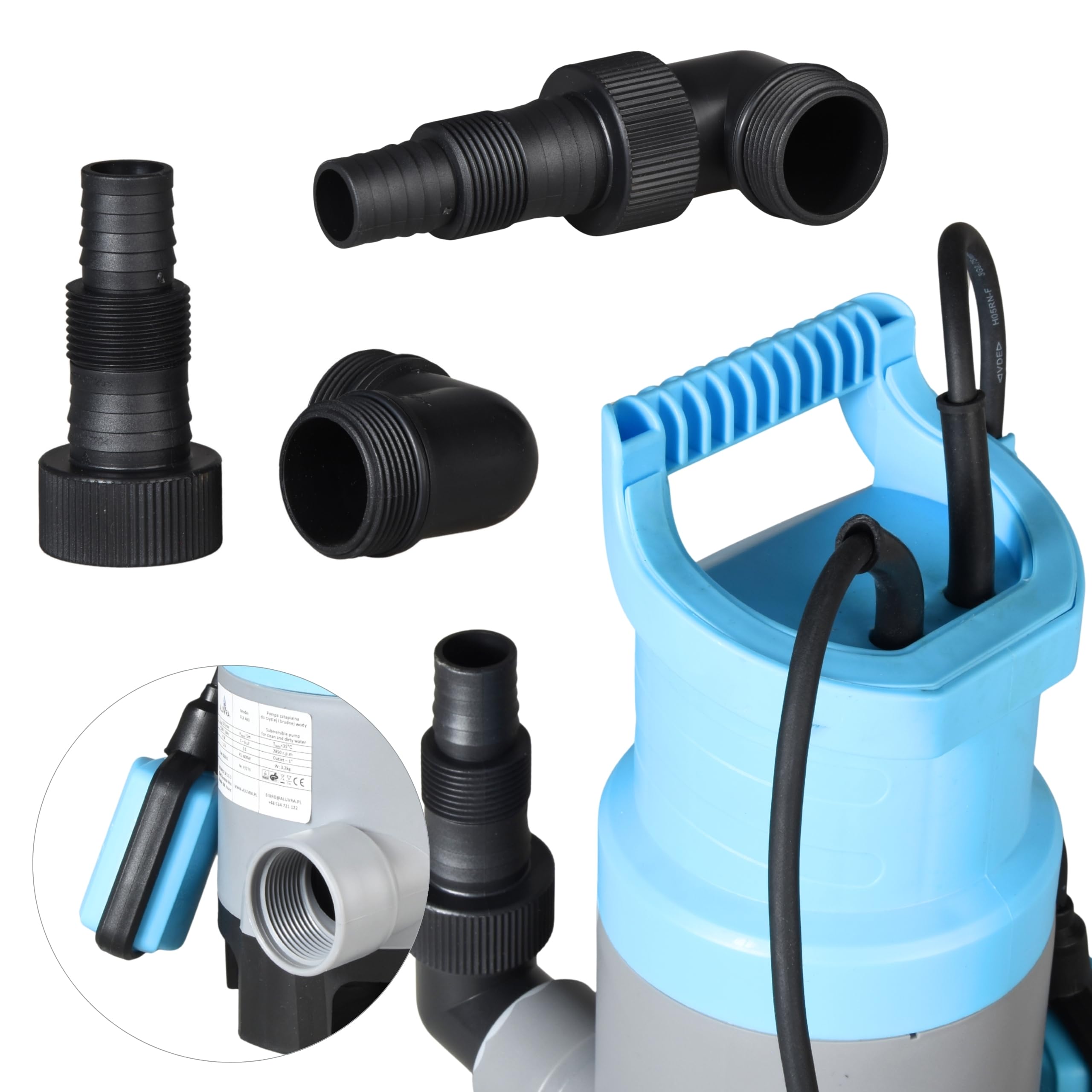 Pompa Sommersa FLX 400 (400 W, 8100 l/h, prevalenza max. 5 m) - Pompa Sommergibile per Acque Chiare e Sporche con Galleggiante - Ideale per Liquami, Fognature, Cantina, Giardino, Casa e Acqua Piovana