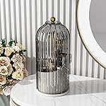 GAXmi Makeup Brush Holder with Lid Cosmetic Tools Organizer 360 Rotating Waterproof Dustproof Makeup Brushes Storage for Vanity, Grey