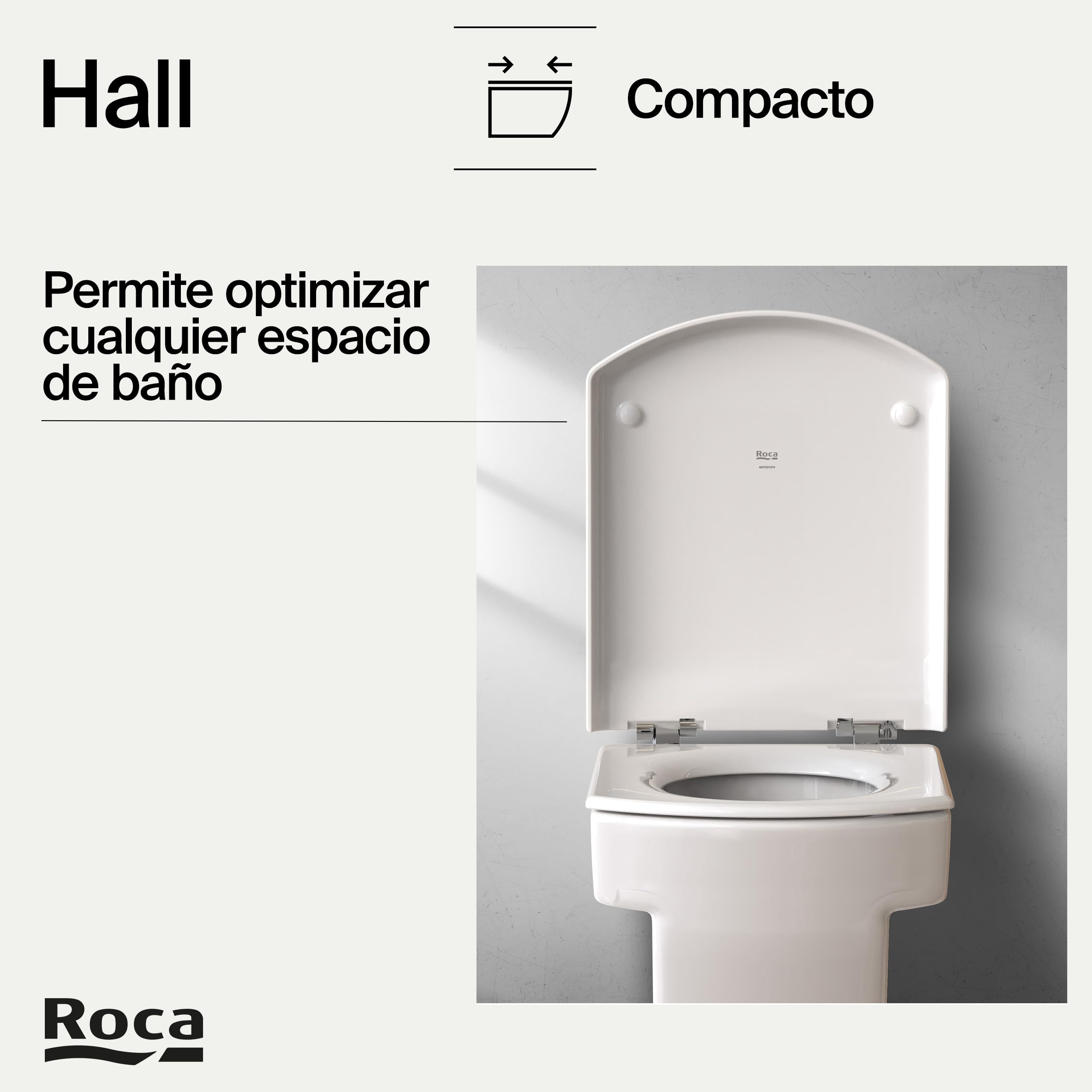 Roca Hall - Tapa y asiento para inodoro compacto con bisagras de acero inoxidable, tapadera de WC original con ajuste perfecto, recambio de tapa de váter resistente, blanco, A801620004
