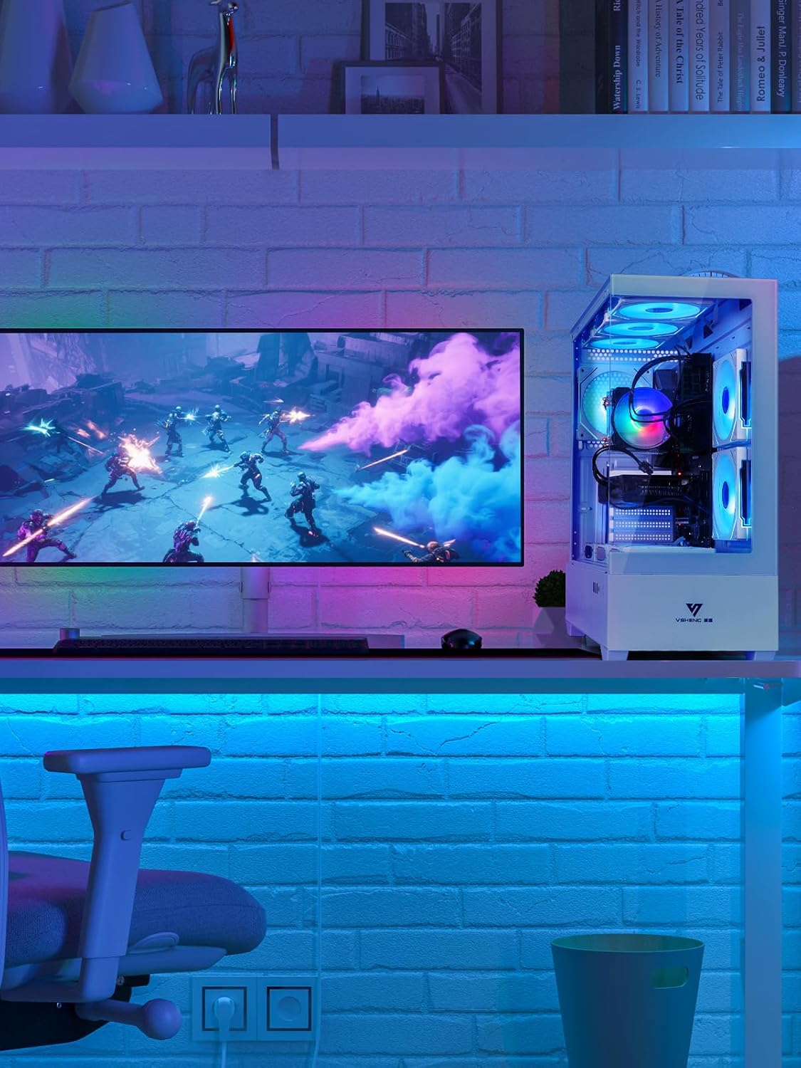 White ARGB Gaming PC Desktop Computer – Xeon E5 3.20GHz, RTX 2080 Ti 11GB, 32GB DDR4 RAM, 512GB SSD + 1TB HDD, Wi-Fi 6 & Bluetooth 5.4, 9× ARGB Fans, Windows 11, 800W PSU Gaming Tower for Gamers