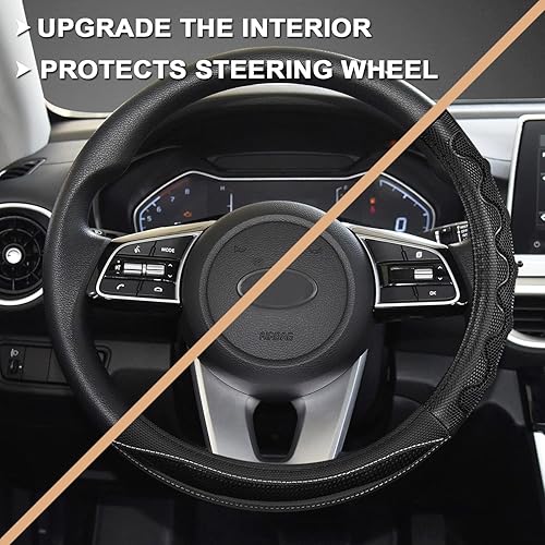 Miniatura 4 de GIANT PANDA Funda de volante para Kia Soul, Sportage, Forte, Optima, Telluride (panal 3D negro - tamaño estándar)