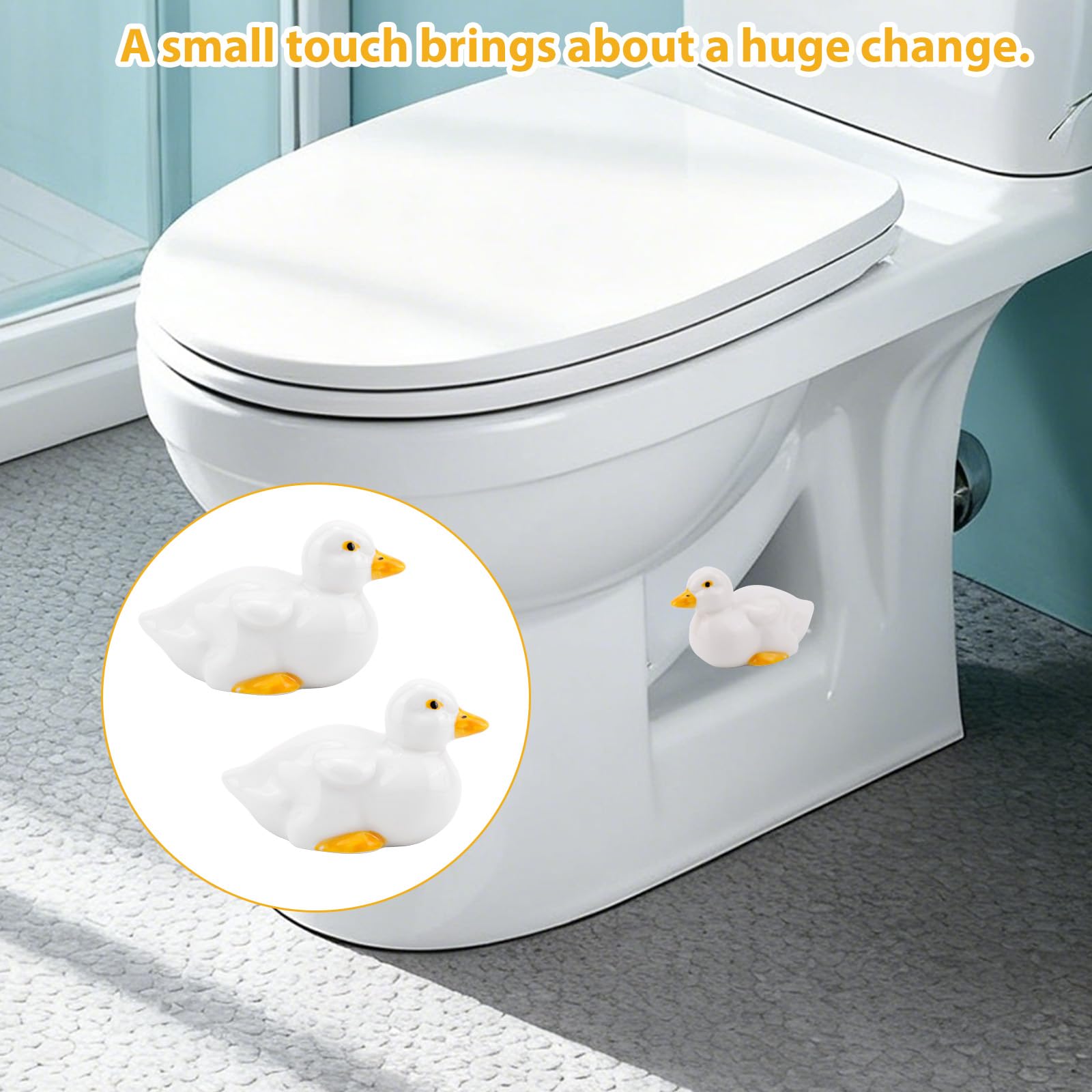 2pcs Duck Toilet Bolt Covers, Horizontal & Standing Styles Cute Decorative Ceramic Toilet Screw Cover Caps for Bathroom Decor, Easy Installation - 5