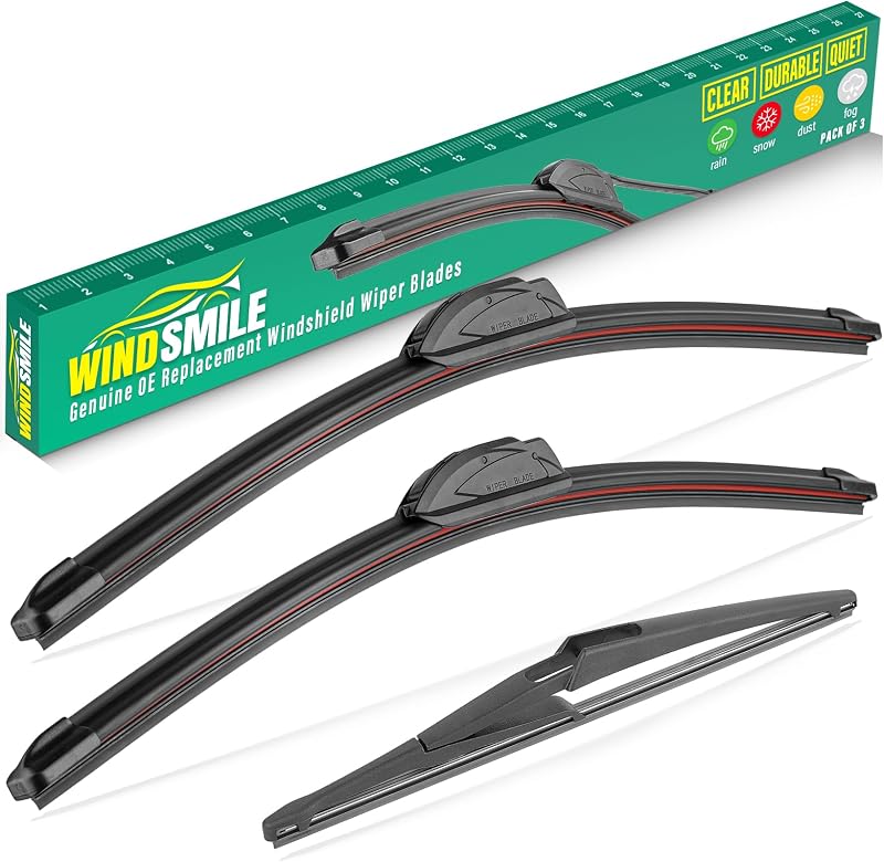 Palhetas do limpador de para-brisa WINDSMILE para Infiniti QX60 2014–2021 e JX35 2013 – Kit com 3 unidades