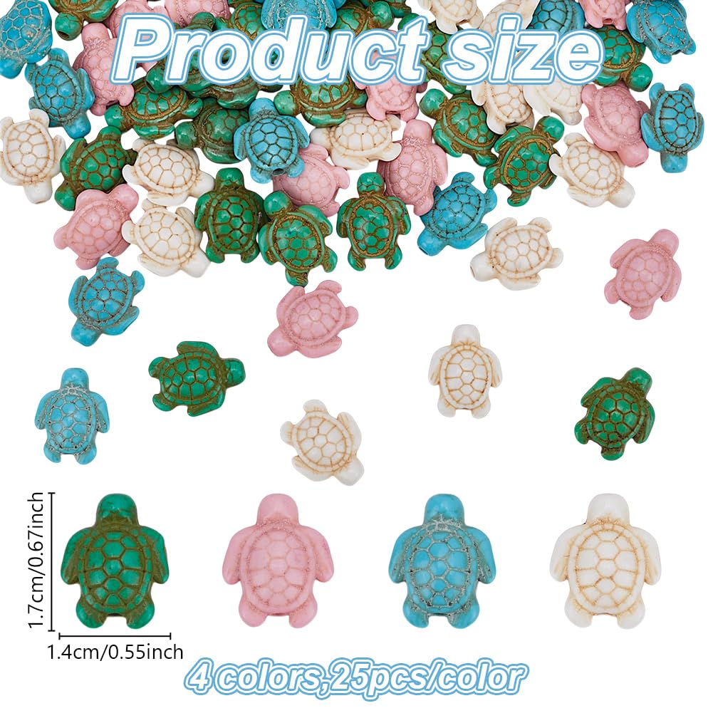 SUNNYCLUE 1 scatola 200 pezzi Perline di Tartaruga Marina Ciondoli di Perline di Stelle Marine Stile Boho Perline di Animali Marini 8mm 6mm Perline Distanziatrici Turchesi Rotonde Tartarughe Blu Dell