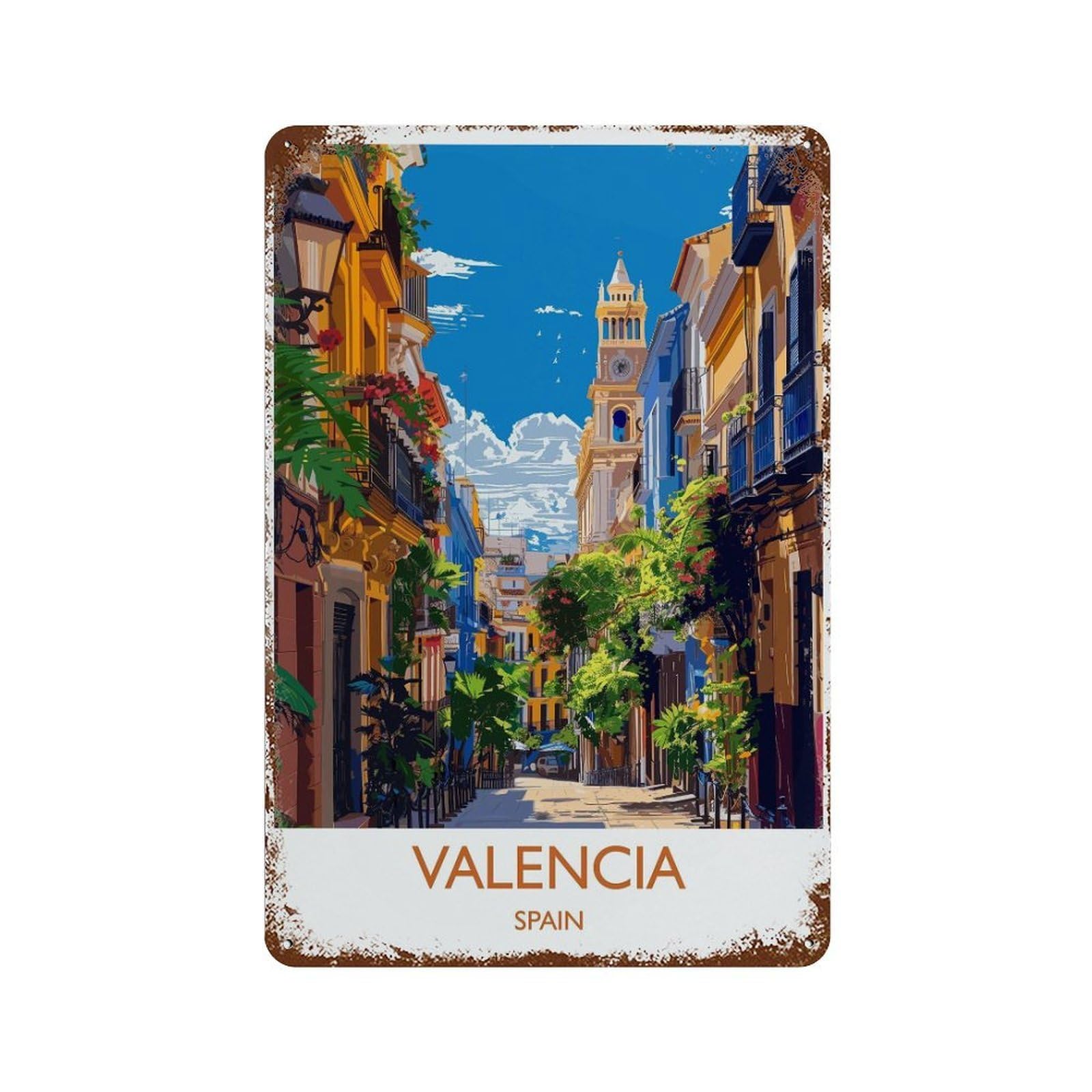 xiaoxiaoshen Valencia Travel of Spain Lovers Gift (3) Wall Decor Art Metal Tin Poster Modern Home Decor Art Home Bar Shop Decorations Vintage Sign 30x20cm